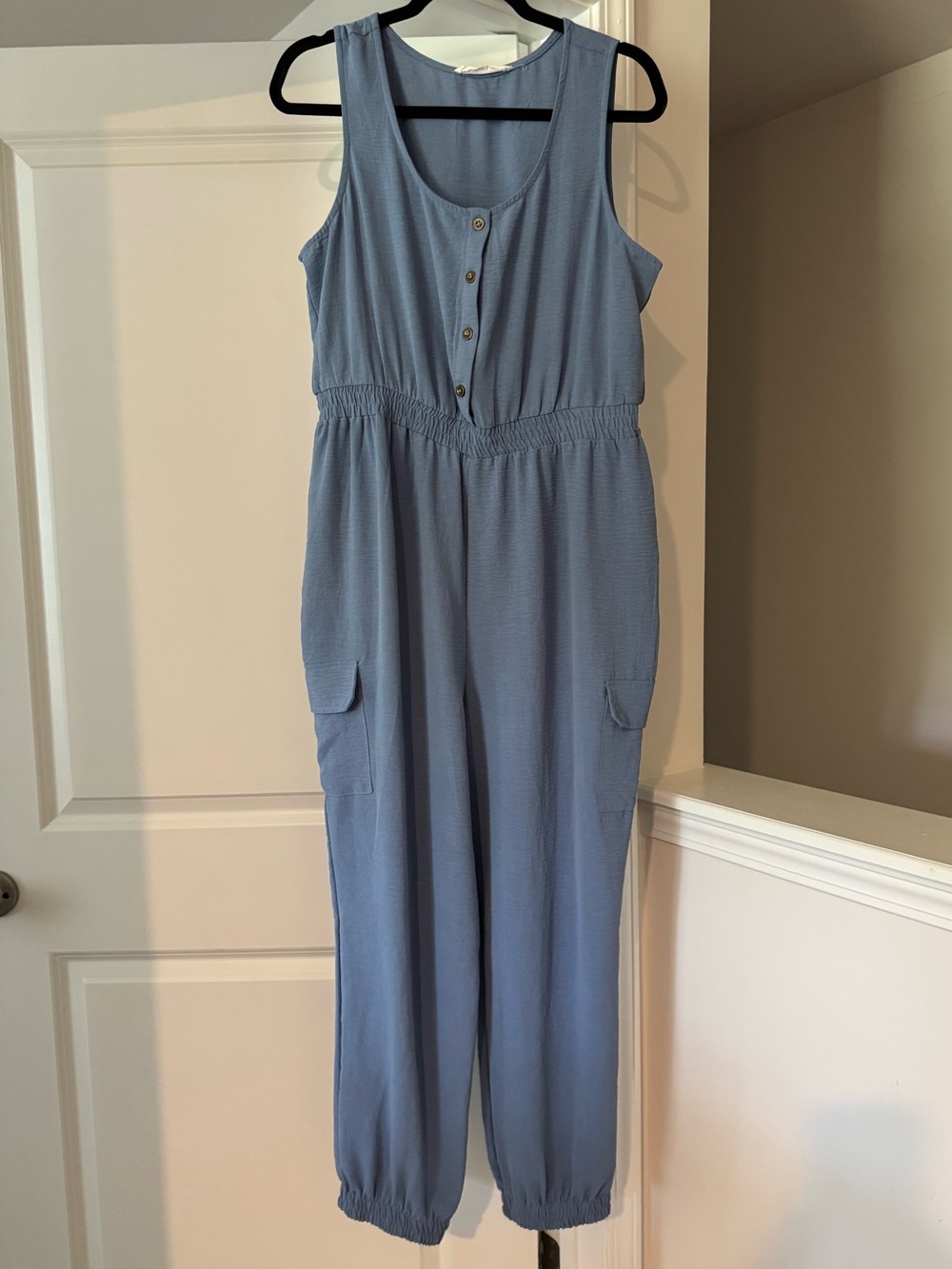 june & hudson Light Blue Sleeveless Button-Front Jumpsuit